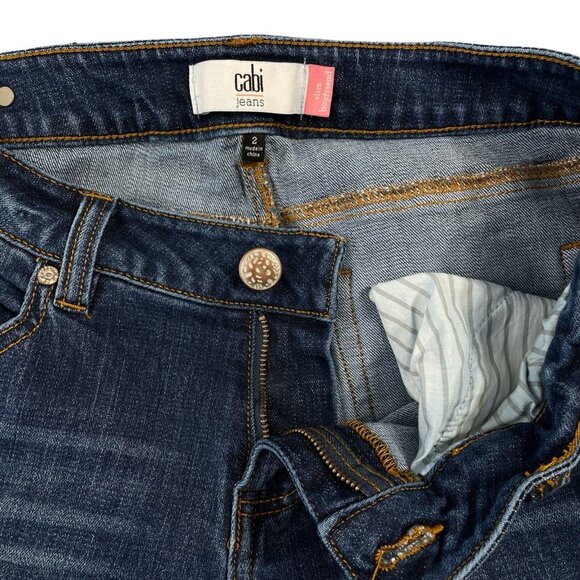 Cabi Womens Jeans Size 2 Slim Boyfriend Patchwork Low Rise Denim Distressed Blue - Picture 3 of 4